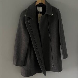 Mango Dark Gray Wool-Blend Pea Coat